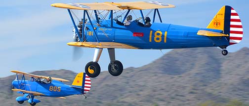 Stearman A75N1 N56099 and Baby Great Lakes N2805, Copperstate Fly-in, October 26, 2013